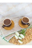 Tür züccaciyeMs Morry Mermer Desen Siyah Porselen Kahve Fincan Takımı Bambu Altlık - 3