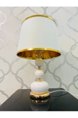 Furkan Beyaz-gold Dekorlu Metal Abajur 48 X 30 Cm thumbnail 2