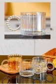 Bycomo 3 Lü Cam Boncuk Kulplu Bardak Kupa Çay Kahve Meşrubat Bardağı 325ml - 2