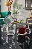 Bycomo 3 Lü Cam Boncuk Kulplu Bardak Kupa Çay Kahve Meşrubat Bardağı 325ml - 3