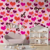Kalpli Pembe Çocuk Duvar Duvar Kağıdı Baskı thumbnail 1