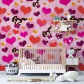 Kalpli Pembe Çocuk Duvar Duvar Kağıdı Baskı thumbnail 3