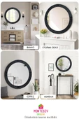 Safir Ahşap Elit Dekoratif Ayna Yuvarlak Ayna Işlemeli Banyo Duvar Aynası Üçlü / 69 - 56 - 43 Cm - 5