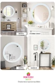 Zümrüt Ahşap  Elit Dekoratif Ayna Yuvarlak Ayna Işlemeli Duvar Aynası Üçlü / 69 - 56 - 43 Cm - 5