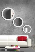 Safir Ahşap Elit Dekoratif Ayna Yuvarlak Ayna Işlemeli Banyo Duvar Aynası Üçlü / 69 - 56 - 43 Cm - 3