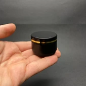 25 Ml Kapaklı Siyah Gold Yaldızlı Krem Kavanozu , 25 Cc Boş Plastik Krem Kutusu x 10 Adet - 1