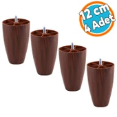 Mobilya Yükseltici Kanepe Ünite Koltuk Ayağı Baza Ayakları Ceviz Desen Plastik Ayak 12 cm 4 Adet - 1