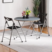 Eportatif Katlanır Masa ve 2 Adet Sandalye Seti Füme 1458 thumbnail 1