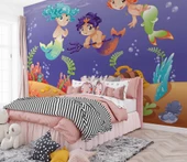 Su Altı Minik Yüzücüler Çocuk Duvar Duvar Kağıdı Baskı thumbnail 2