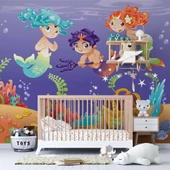 Su Altı Minik Yüzücüler Çocuk Duvar Duvar Kağıdı Baskı thumbnail 3