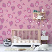 Biberon ve Emzik Bebek Odası Duvar Kağıdı Baskı thumbnail 3