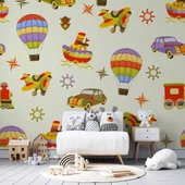 Taşıtlar Çocuk Odası Duvar Kağıdı Baskı thumbnail 2