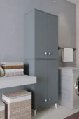 Mirobi Furex 6 Raflı 2 Kapaklı Çok Amaçlı Banyo Dolabı Antrasit - 3
