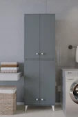 Mirobi Furex 6 Raflı 2 Kapaklı Çok Amaçlı Banyo Dolabı Antrasit - 1