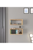 Mirobi Arles 2li Dikdörtgen Ahşap Duvar Rafı Uçan Raf Banyo Mutfak Salon Antre Duvar Düzenleyici Or - 1