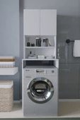 Mirobi Çamaşır Makinesi Dolabı Hayzum 180*066*55 Banyo Kiler Dolabı Beyaz - 1