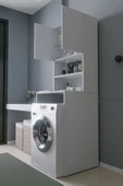 Mirobi Çamaşır Makinesi Dolabı Hayzum 180*066*55 Banyo Kiler Dolabı Beyaz - 4