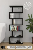 Mirobi 6 Raflı Kitaplık Dekoratif Raf Zigzag Kitaplık Siyah - 1