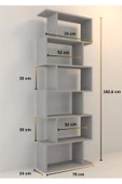 Mirobi 6 Raflı Kitaplık Dekoratif Raf Zigzag Kitaplık Beyaz - 5