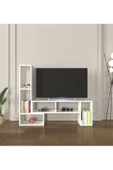 Mirobi Çok Şekilli Fonksiyonel Tv Sehpası, Dekoratif Sehpa-Kitaplık, Blok Tv Ünitesi, Beyaz - 2
