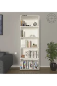 Mirobi Modern 5 Raflı Kitaplık Dekoratif Kitaplık Beyaz - 1