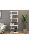 Mirobi 6 Raflı Kitaplık Dekoratif Raf Zigzag Kitaplık Beyaz - 2