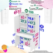 Modilayn YENİ AFRA 100 x 173 x 32,5 cm 1 Çekmece 4 Kapak 7 Raf 10 Bölme Çok Amaçlı Banyo & Mutfak Dolabı  - 4