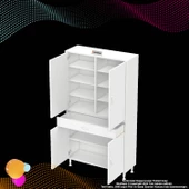 Modilayn YENİ AFRA 100 x 173 x 32,5 cm 1 Çekmece 4 Kapak 7 Raf 10 Bölme Çok Amaçlı Banyo & Mutfak Dolabı  - 9