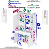 Modilayn AFRA 100x173x32,5 cm 1 Çekmece 3 Kapak 5 Raf 8 Bölme Çok Amaçlı Banyo & Mutfak Dolabı  thumbnail 4