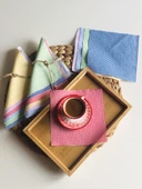 6lı Kareli Renkli Kokteyl Peçetesi Kahve Yanı Sunum Peçetesi, Kokteyl Peçetesi - 1