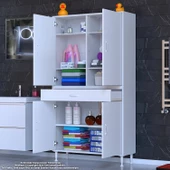 Modilayn YENİ AFRA 100 x 173 x 32,5 cm 1 Çekmece 4 Kapak 5 Raf 8 Bölme Çok Amaçlı Banyo & Mutfak Dolabı  thumbnail 3