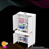 Modilayn YENİ AFRA 100 x 173 x 32,5 cm 1 Çekmece 4 Kapak 5 Raf 8 Bölme Çok Amaçlı Banyo & Mutfak Dolabı  thumbnail 7