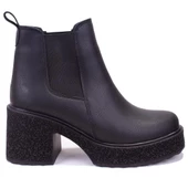 Dagoster DZA07-8962200 Siyah Günlük Platform Topuklu Kadın Bot - 2