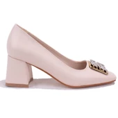 Dagoster DZA07-1219572 Krem Abiye Kalın Topuklu Kadın Ayakkabı - 2