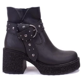 Dagoster DZA07-8962278 Siyah Günlük Platform Topuklu Kadın Bot - 2