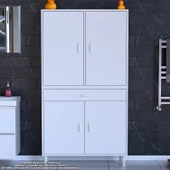 Modilayn YENİ AFRA 95x173x32,5 cm 1 Çekmece 4 Kapak 3 Raf 6 Bölme Çok Amaçlı Banyo & Mutfak Dolabı - 2