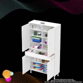 Modilayn YENİ AFRA 90 x 173 x 32,5 cm 1 Çekmece 4 Kapak 7 Raf 10 Bölme Çok Amaçlı Banyo & Mutfak Dolabı - 6