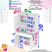 Modilayn YENİ AFRA 90 x 173 x 32,5 cm 1 Çekmece 4 Kapak 7 Raf 10 Bölme Çok Amaçlı Banyo & Mutfak Dolabı - 4