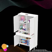 Modilayn YENİ AFRA 90x173x32,5 cm 1 Çekmece 4 Kapak 3 Raf 6 Bölme Çok Amaçlı Banyo & Mutfak Dolabı  - 7