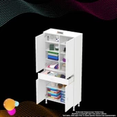 Modilayn YENİ AFRA 85 x 173 x 32,5 cm 1 Çekmece 4 Kapak 7 Raf 10 Bölme Çok Amaçlı Banyo & Mutfak Dolabı  - 7