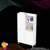 Modilayn AFRA 90x173x32,5 cm 1 Çekmece 3 Kapak 3 Raf 6 Bölme Çok Amaçlı Banyo & Mutfak Dolabı - 8