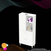 Modilayn AFRA 85x173x32,5 cm 1 Çekmece 3 Kapak 3 Raf 6 Bölme Çok Amaçlı Banyo & Mutfak Dolabı - 8