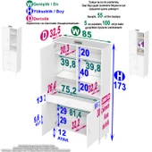 Modilayn AFRA 85x173x32,5 cm 1 Çekmece 3 Kapak 5 Raf 8 Bölme Çok Amaçlı Banyo & Mutfak Dolabı  - 4