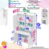 Modilayn AFRA 85x173x32,5 cm 1 Çekmece 3 Kapak 3 Raf 6 Bölme Çok Amaçlı Banyo & Mutfak Dolabı - 4