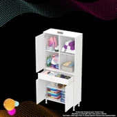 Modilayn AFRA 85x173x32,5 cm 1 Çekmece 3 Kapak 3 Raf 6 Bölme Çok Amaçlı Banyo & Mutfak Dolabı  - 7