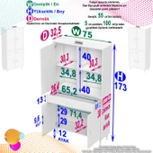 Modilayn AFRA 75x173x32,5 cm 1 Çekmece 3 Kapak 3 Raf 6 Bölme Çok Amaçlı Banyo & Mutfak Dolabı  - 4