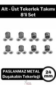 Dayanıklı Duşakabin Tekerleği Alt Üst Sürgülü Cam Kabin Tekeri Rulman Metal Gövdeli 8 li Set - 1