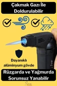Ayaklı Premium Doldurulabilir Depolu Vantuzlu 1300 Derece Torch Kamp Mangal Piknik Pürmüz Çakmak - 2
