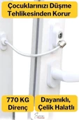 Çelik Halatlı Kablolu Anahtarlı Dayanıklı Pvc Kapı Pencere Emniyet Çocuk Güvenlik Kilidi 1 Adet - 1
