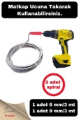 Pratik Ergonomik Matkap Ucu Boru Temizleme Ve Tıkanıklık Açma Spirali 3 Metre 2 Adet - 1